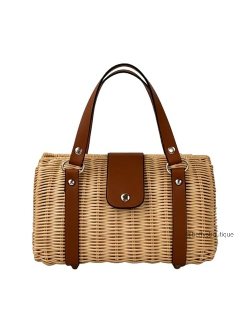 Rattan Purse Structured Straw Tote Bag Woven Wicker Satchel Handbag